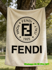 Fendi Roma 1925 Vintage Seal Flannel Sofa Throw Blanket IMG_9451